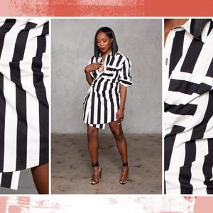 NWT Women’s Striped Asymmetrical Long Sleeve Shirtdress